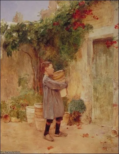 Qui a peint "Enfant avec pot de fleurs" ?