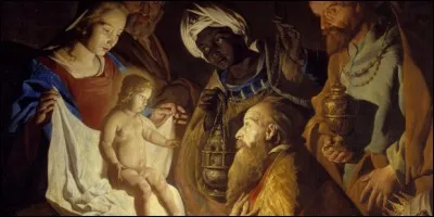 Melchior est décrit avec un visage noir et représente l'Arabie.