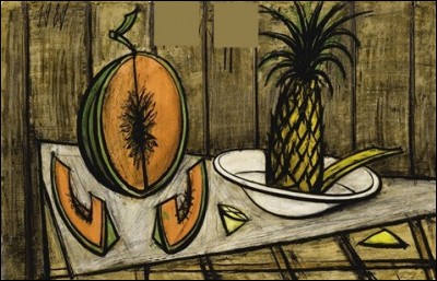 Qui a réalisé la toile "Nature morte au melon et à l'ananas" ?