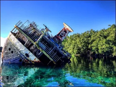 Construit en 1973, il était était un fier navire de croisière qui transportait des passagers vers les régions polaires le 30 avril 2000 : un rocher non répertorié sur les cartes, heurté au large des îles Salomon, au sud du Pacifique. a mis fin à sa carrière. 
Vous devez choisir le nom et l'endroit du navire ici photographié :