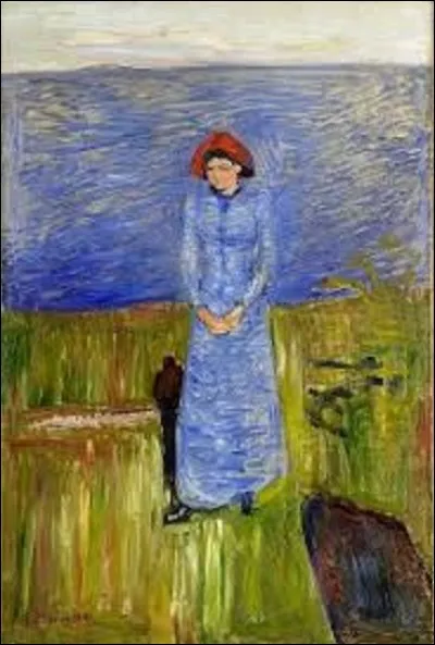 Huile peinte en 1891, ''Femme au chapeau rouge sur le fjord'' est une toile d'un expressionniste. Qui a exécuté ce tableau ?