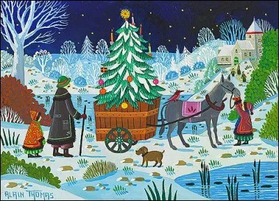 Dans un chant de Noël entre quels animaux dort le petit fils ?