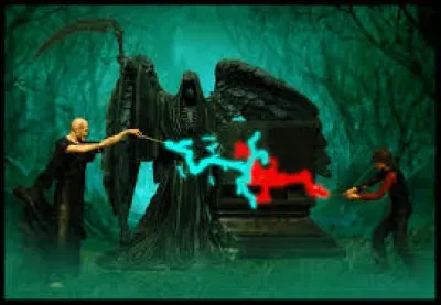 Enfin, la troisième tâche amènera Harry et Cédric Diggory au cimetière où Voldemort ressuscitera. Ce sont deux ennemis jurés qui se retrouvent et le duel éclate. Mais, les baguettes étant jumelles, un étrange phénomène se déclenche. Que se passe-t-il ?