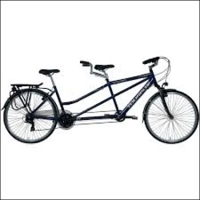 Un moyen de transport ayant deux selles et deux roues.