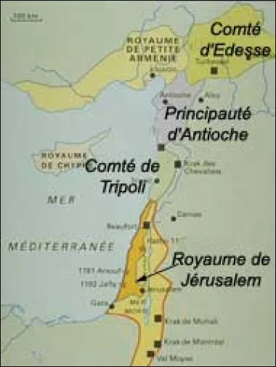 Cette croisade se termine par la création des états latins d'Orient. Lequel de ces chefs militaires prit le trône de Jérusalem après l'avoir conquis avec les croisés ?