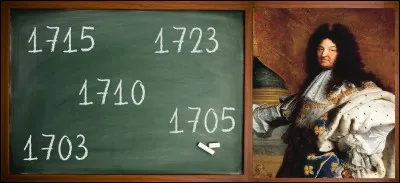 Louis XIV, dit "le roi soleil", né en 1638. La date de sa mort, est-elle sur le tableau ?