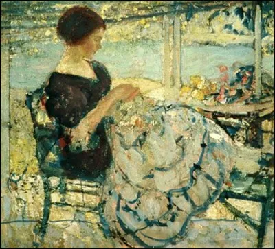 Qui a représenté cette "Femme cousant" ?