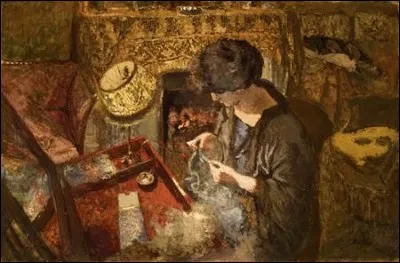 Qui a peint "Femme cousant" ?