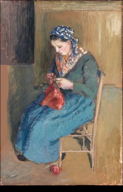 Qui a représenté cette "Paysanne assise à tricoter" ?