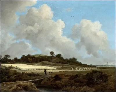 Quel paysagiste hollandais du XVIIe a peint le tableau "Vue de champs de blé et ville lointaine" ?