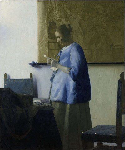Quel peintre hollandais du XVIIe est l'auteur du tableau "Femme en bleu lisant une lettre" ?