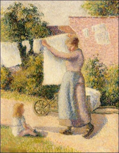 Quel peintre a réalisé le tableau "Femme étendant du linge" ?