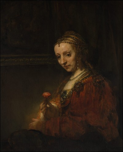 Quel peintre hollandais du XVIIe est l'auteur du tableau "Femme avec une rose" ?