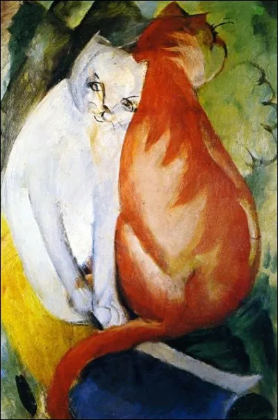 Quel expressionniste allemand est l'auteur du tableau "Chats roux et blanc" ?