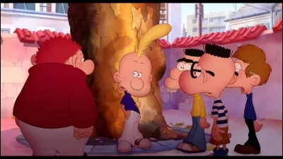 Que fait Titeuf pour espérer être invité à l'anniversaire de Nadia et Dumbo ?