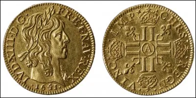 Quel roi à tête laurée est représenté sur l'avers de ce louis d'or de 1641 ?