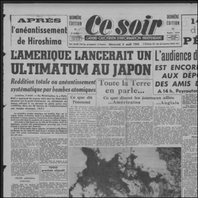 Le 8 août 1945, c'est :