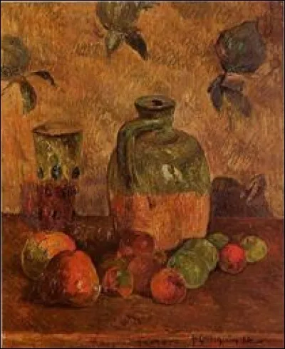 Qui a peint "Pomme, carafe, verre irisé" ?