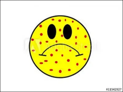 Ce jeune smiley ne s'est pas fait vacciner et résultat, il a la rougeole ! Il doit donc obligatoirement être isolé et ne pas aller à l'école.