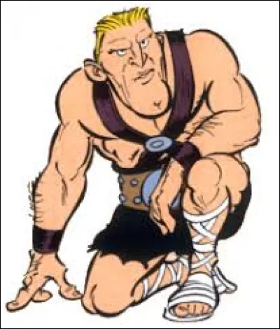 Caricature de Kirk Douglas, Spartakis est un personnage de l'album "La Galère d'Obélix".
