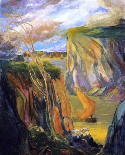 Qui a peint "Femmes bretonnes devant la falaise" ?