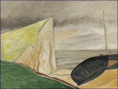 Qui a peint "Falaise et bateau échoué" ?