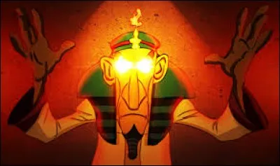 Obélix doit affronter l'insoutenable regard d'Iris, le magicien venu d'Égypte.