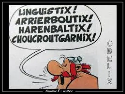 Choucroutegarnix est engagé par Obélix pour tailler des menhirs.