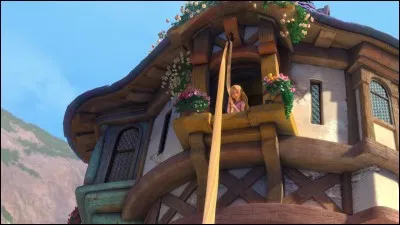 Elle est enfermée dans une tour sans porte ni escalier. On ne peut la rejoindre qu'en se servant de sa chevelure comme d'une corde. Il s'agit de