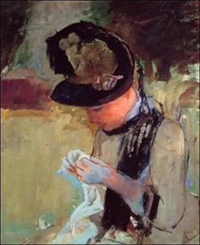 Qui a peint "Jeune femme cousant dans le jardin" ?