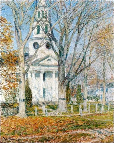 Quel impressionniste américain a peint le tableau "Église à Old Lyme" ?