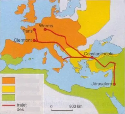 Le trait rouge symbolise le trajet des croiss entrepris par :