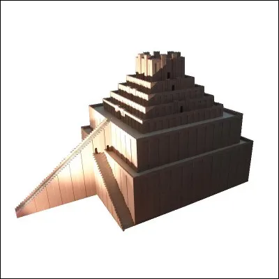 Comment s'appelle le temple situé en haut de cette représentation de la ziggourat de Babylone ?