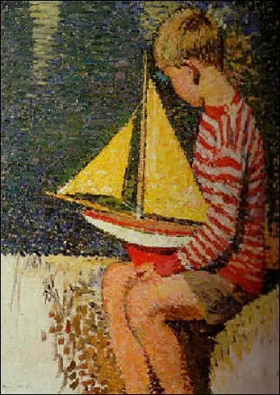 Qui a peint cet "Enfant jouant au bord d'un bassin du jardin du Luxembourg" ?