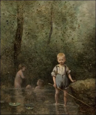 Voici une toile représentant des "Enfants jouant dans une rivière". Qui est l'artiste ?