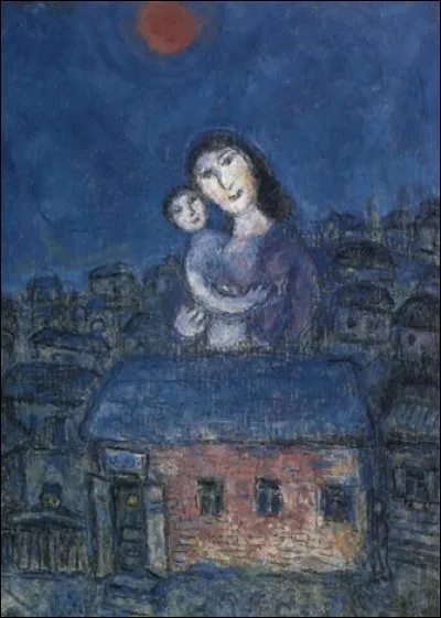 Qui a peint "Femme et enfant au-dessus du village" ?