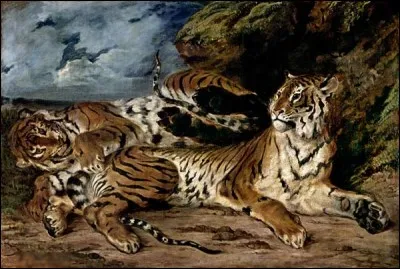Quel romantique français a réalisé "Jeune tigre jouant avec sa mère" ?
