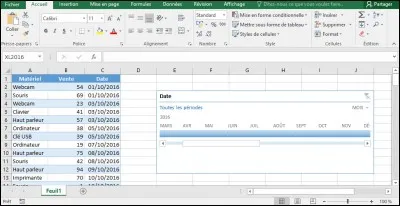 Une chronologie permet de filtrer les données sur des dates. Veuillez indiquer si :
