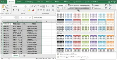 Je souhaite appliquer un style de tableau à une plage de cellules sans pour autant utiliser la fonctionnalité de tableau que l'on obtient à partir de (Mettre sous forme de tableau) et qui est incompatible avec certaines autres fonctionnalités que j'utilise. Comment dois-je procéder ?
