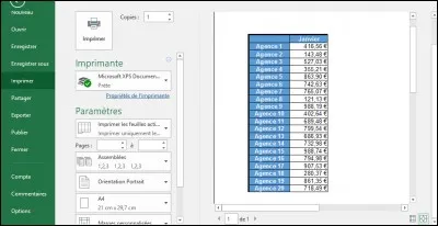 Bien que mon tableau comporte 30 colonnes et 500 lignes, lorsque je fais un aperçu avant impression, je ne vois que les deux premières colonnes et uniquement une vingtaine de lignes. Pourquoi ?