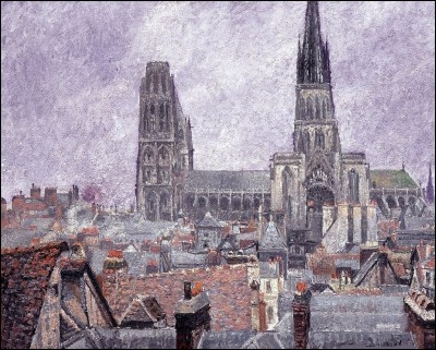 Qui a représenté "Les Toits du vieux Rouen par temps gris" ?