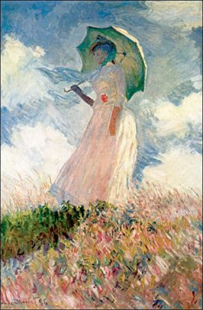 Quel peintre impressionniste, dont l'épouse était Camille Doncieux, a réalisé la toile "Femme à l'ombrelle tournée vers la gauche", et dont Suzanne Hoschedé fut le modèle ?