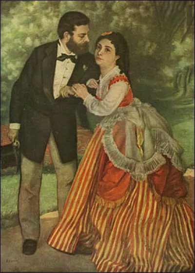 Qui est le peintre paysagiste, ayant appartenu au mouvement impressionniste, que Renoir a représenté, avec sa fiancée, sur cette toile ?