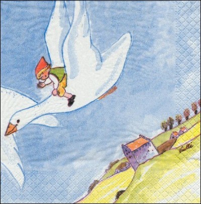 Il raconte l'histoire d'un jeune garçon ayant voyagé avec des oies qui est devenu tout petit après avoir joué de mauvais tours à un "tomte", cette oeuvre est :