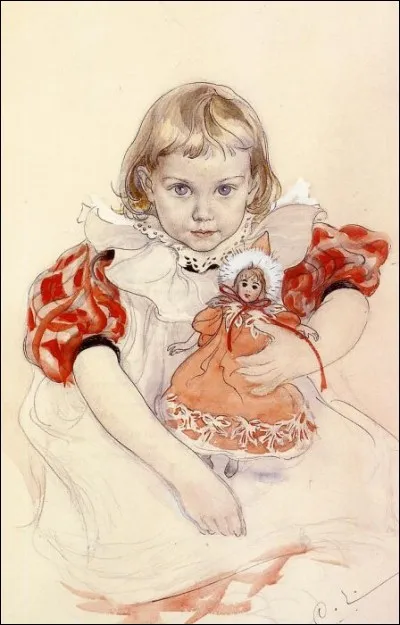Voici encore une "Petite fille à la poupée" représentée par :