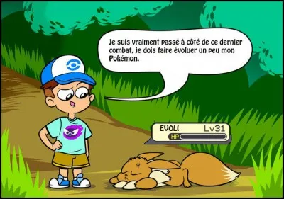 Tu combats contre un dresseur, soudain ton dernier Pokémon Evoli est KO ! Que fais-tu ?