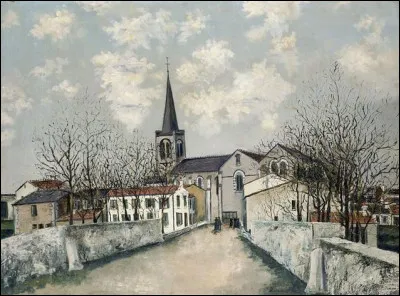 Qui a peint "Eglise de banlieue, clocher de village" ?