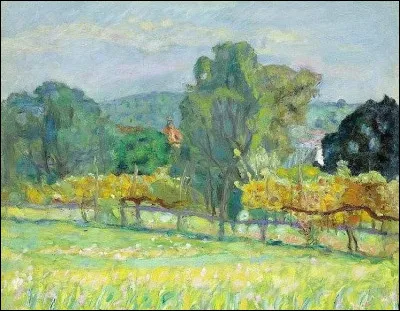 Qui a peint "Paysage au clocher rouge" ?