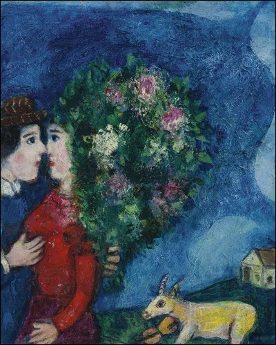Quel peintre est l'auteur du tableau "Les amoureux au bouquet" ?