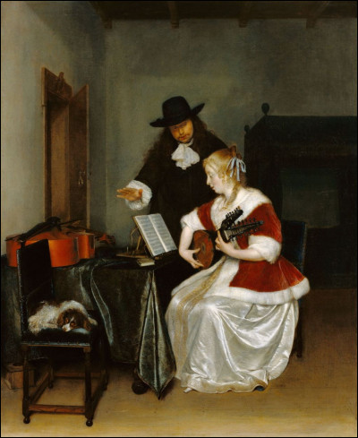Quel artiste hollandais du XVIIe siècle a peint le tableau "La Leçon de musique" ?